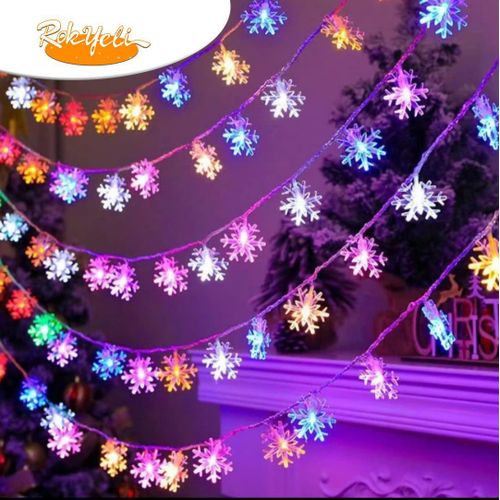 Guirlande Lumineuse Décorative LED – Motif Flocon Multicolore – Ambiance Féérique ( 6 Mètres )