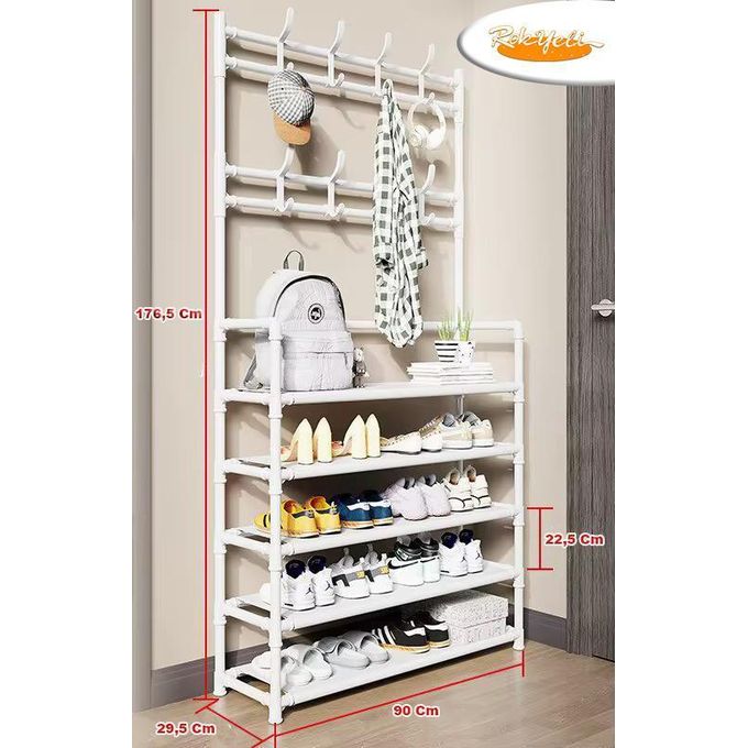 Meuble à chaussures multifonctionnel 5 niveaux - Blanc