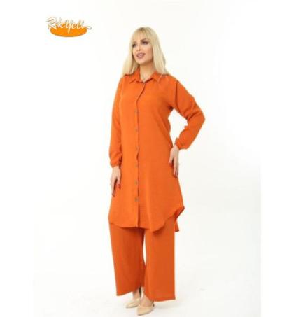 ensemble-décontracté-tunique-longue-et-pantalon-pour-femme-–-orange-brûlé