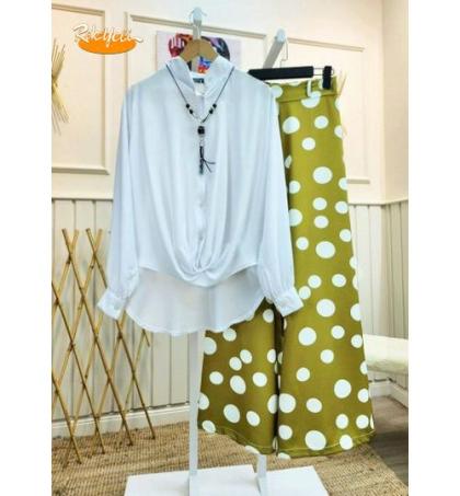 ensemble-chemise-pantalon-Élégant-à-pois