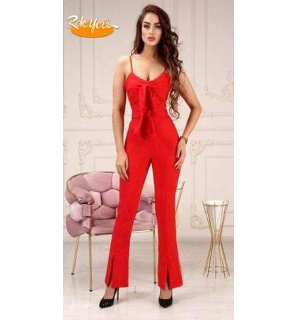 combinaison-sexy-rouge-satinée-avec-nœud-décoratif