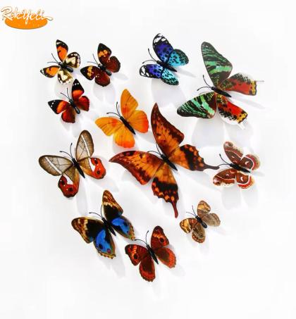 -lot-de-12-stickers-papillons-autocollants-mural,-magnétique---3d